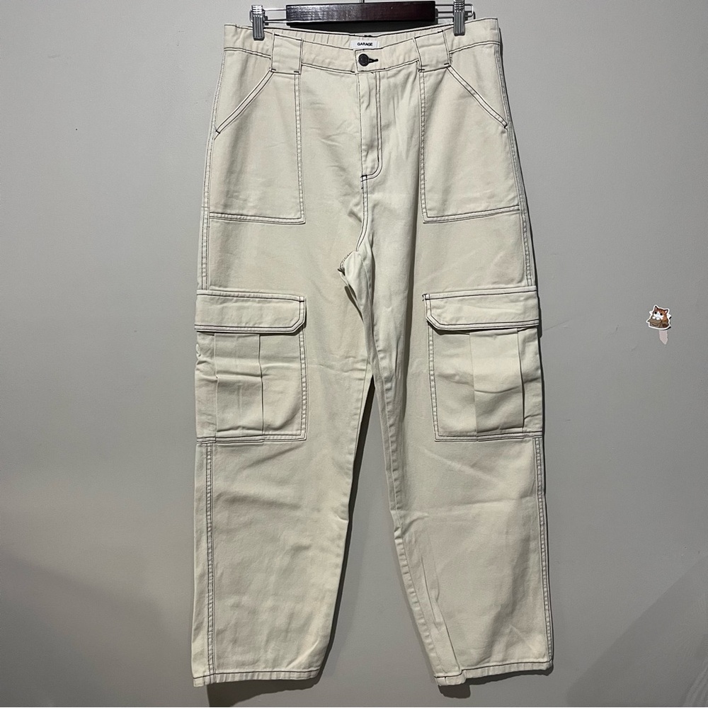 Garage cream and brown cargo pants canvas jean size large